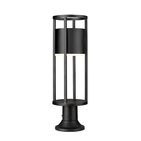 Z-Lite Luca Outdoor Pier Mounted Fixture, 1-Light, 7.25 In.W x 23.75 In.H, Black/Etched 517PHM-553PM-BK-LED
